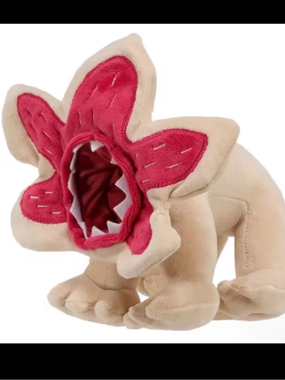 Beige Plush Monster with Deep red  Bloom Mouth